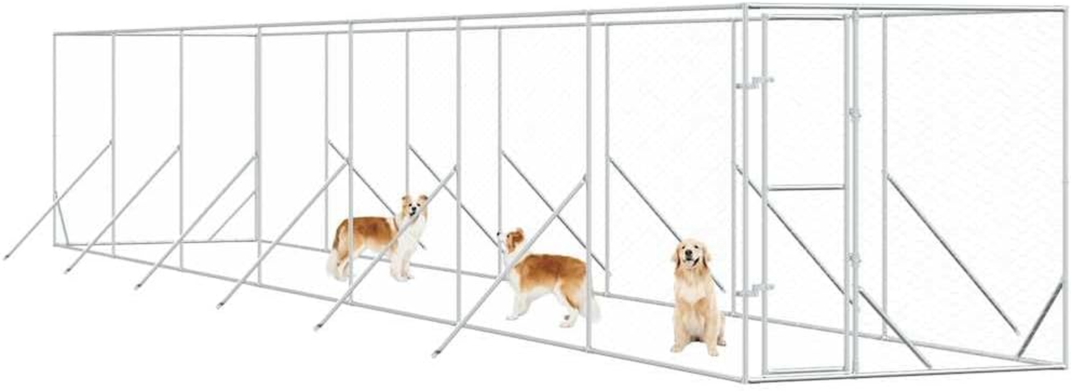 Outdoor Dog Kennel Silver 2X14X2 M Galvanised Steel Pet Shelter Large Yard image number 6