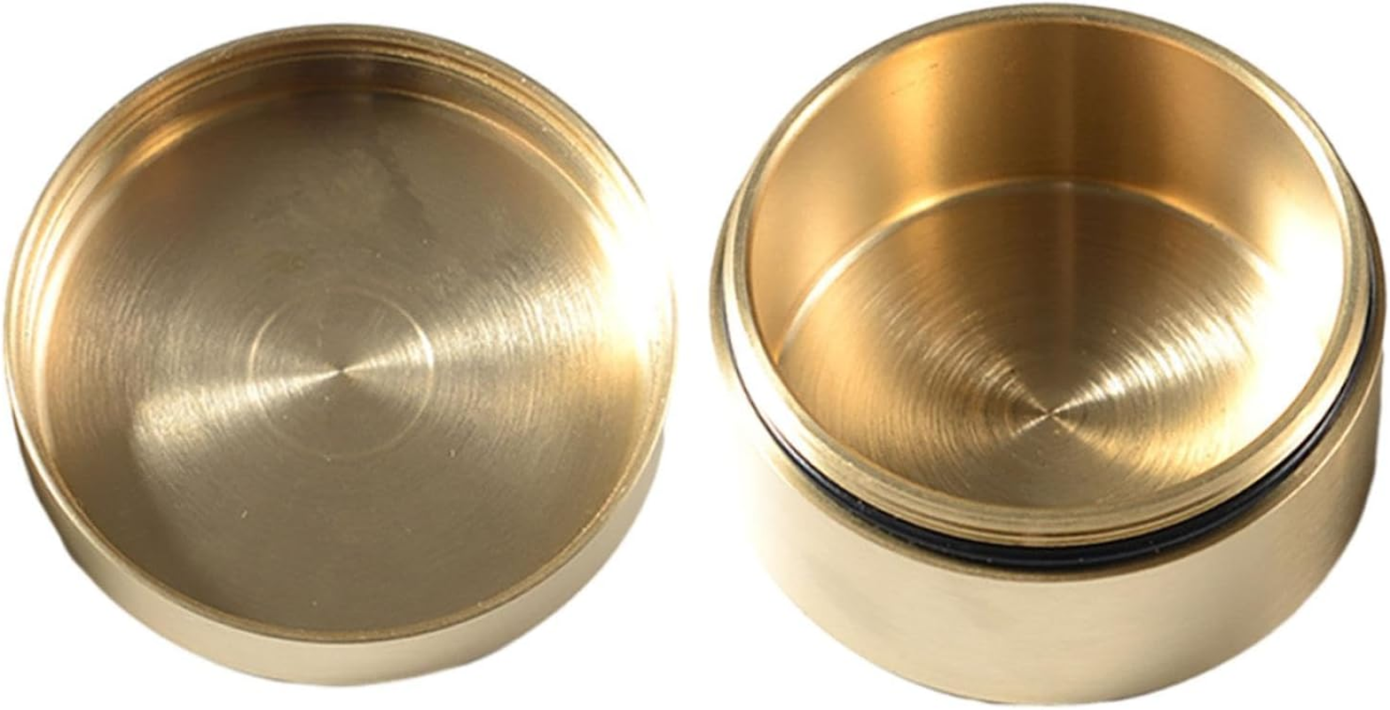 Colaxi Brass Pill Case Pocket Pill Container Multipurpose Portable Dustproof round Pill Box Sealed Container for Outdoor Working image number 5