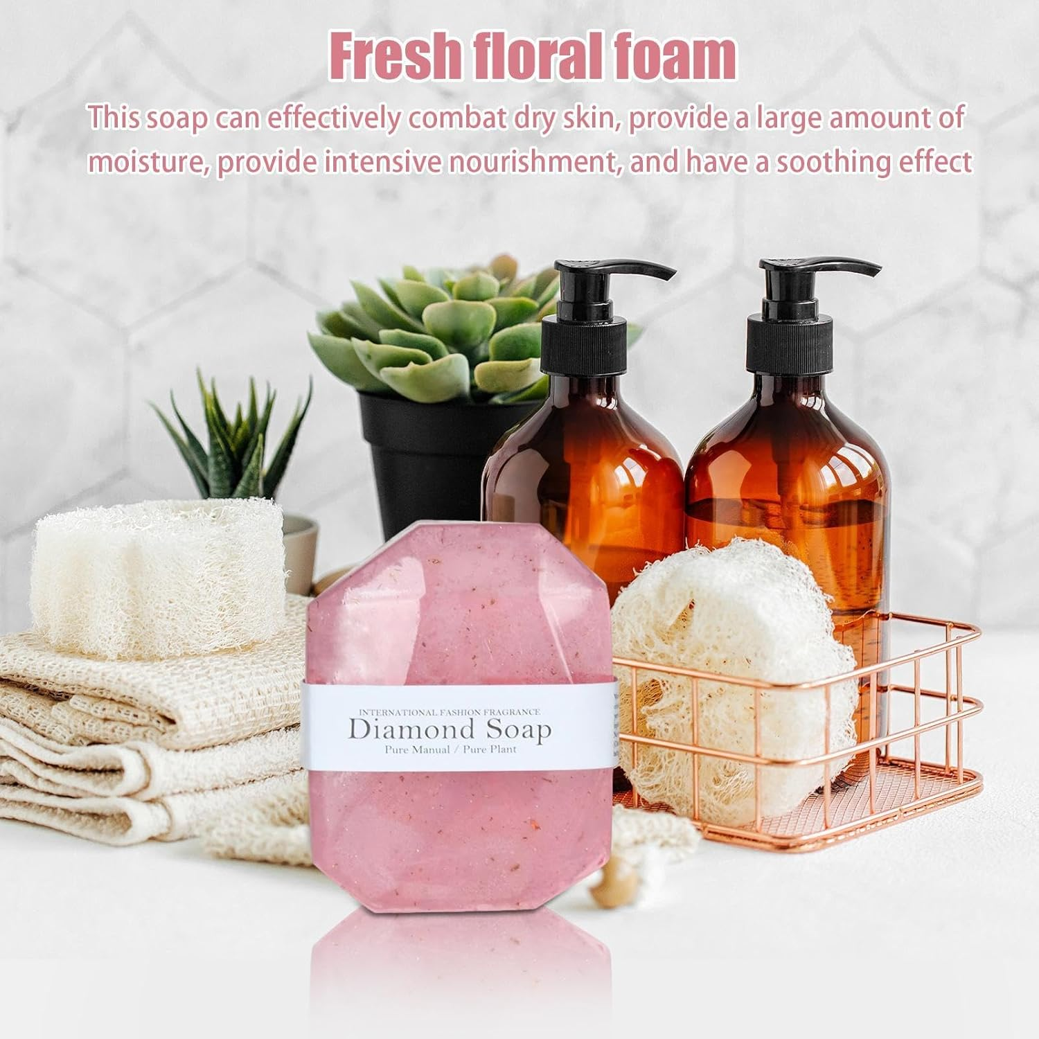 Soap Shower Gel, Solid Shower Hand Soap, Face Soap and Body Soap, Hand Soap in Gemstone Shape, Handmade Soap in Gemstone Shape, Natural Soap with Gold Foil, Cleansing Moisturiser image number 3