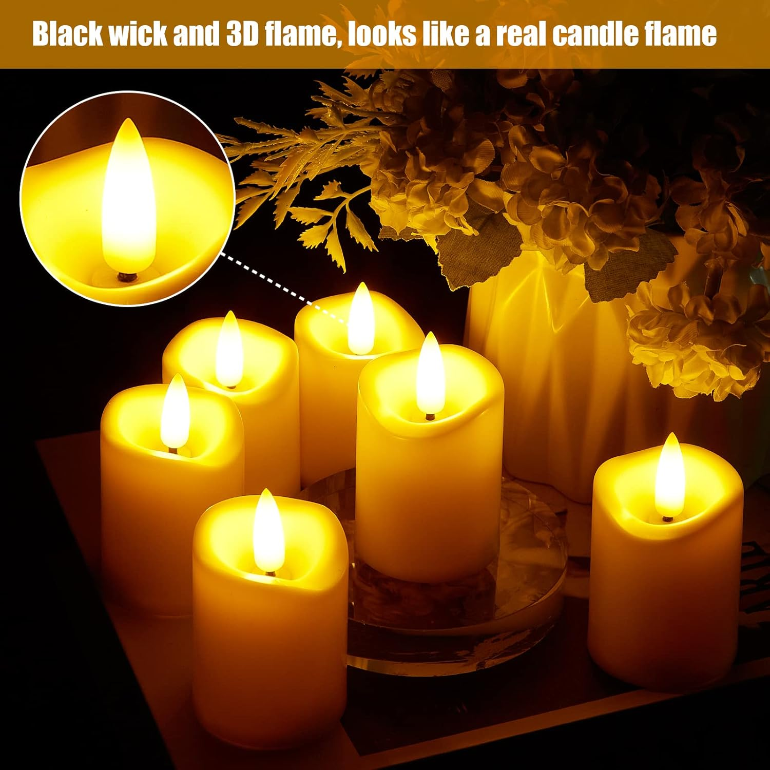 IMAGE Votive LED Candles with Timer, 12 Pcs Flameless Flickering Ivory Candles for Wedding, Halloween, Christmas Decor, Party and Home Decoration (Ivory White) image number 3