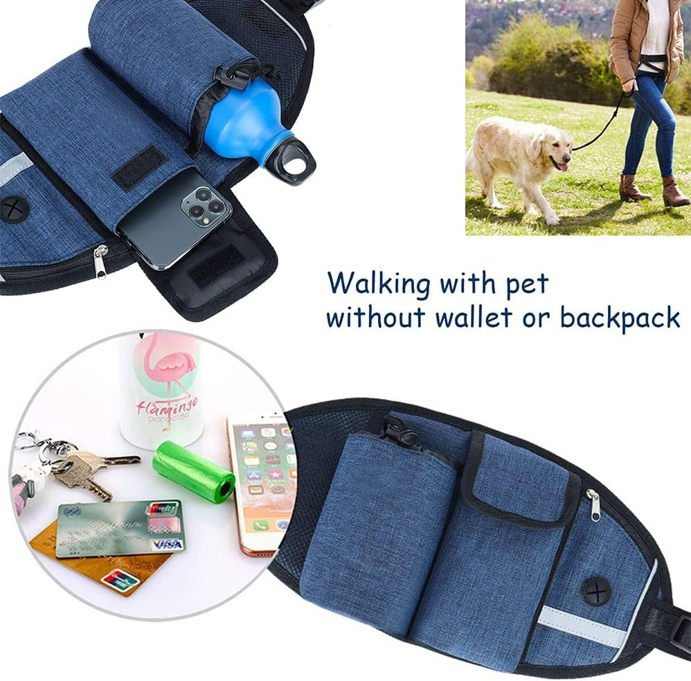 Dog Treat Pouch with Waist Bag for Walking Small Medium Large Dogs, Hands Free Dog Leash with Multi Pouches with Water Bottle Holder, for Walking, Running, Hiking, Upgraded Multifunctional image number 6