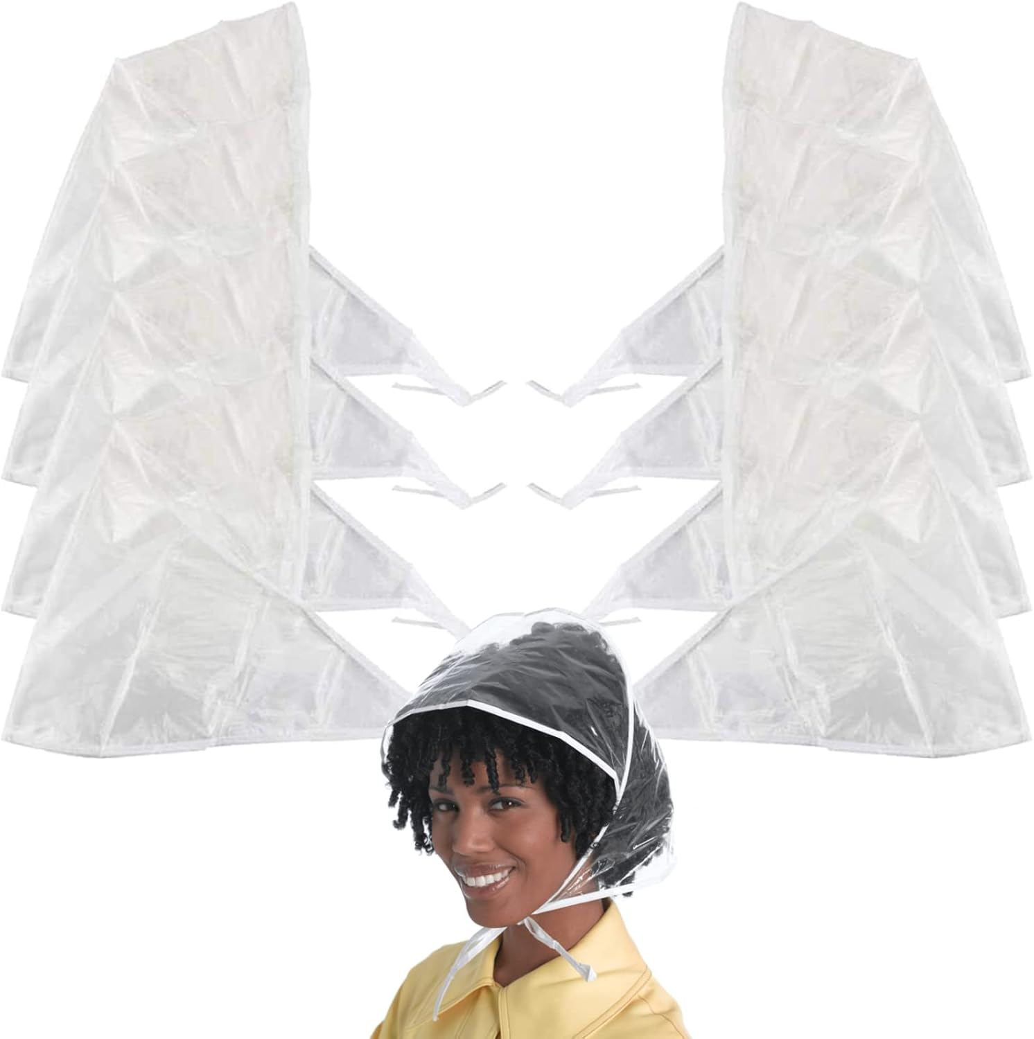Qingsi Waterproof Rain Hat Plastic Rain Bonnet Protect Hairstyle Hairdo for Women and Lady image number 1