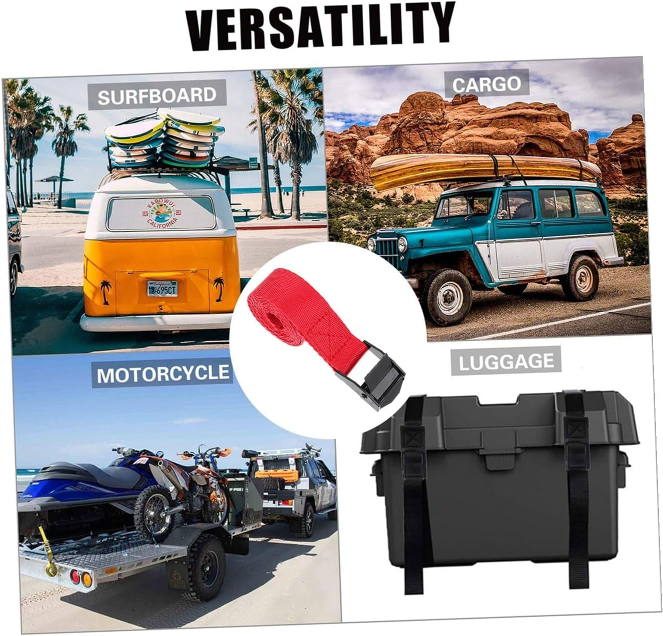 Mipcase 6Pcs Luggage Rack Straps Nylon Lashing Straps for Suitcases Cargo Lashing Belts