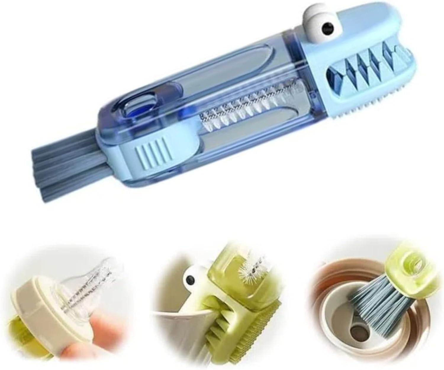 3 in 1 Cup Lid Cleaning Brush, 2025 New Cup Lid Cleaner with Brush, Multifunctional Portable Crevice Cleaning Brush Set for Baby Bottle Gap Tight Spaces, Home Kitchen Cleaning Tools (Red)