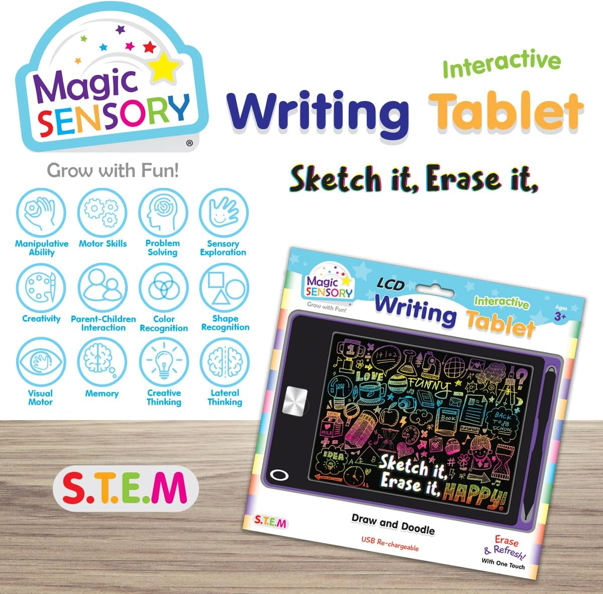 LCD Interactive Drawing Writing Tablet for Kids - 8.5" Screen - Encourage Creative Drawing and Practise Handwriting - Purple image number 4