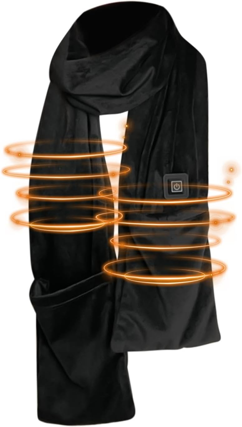 Qkbuza Heated Scarf for Women Men - 5V USB Heating Scarf,Winter Must Have Scarf, Electric Neck Heating Shawl Pad, Washable, USB Powered, 3 Temperature Settings for Mom Dad