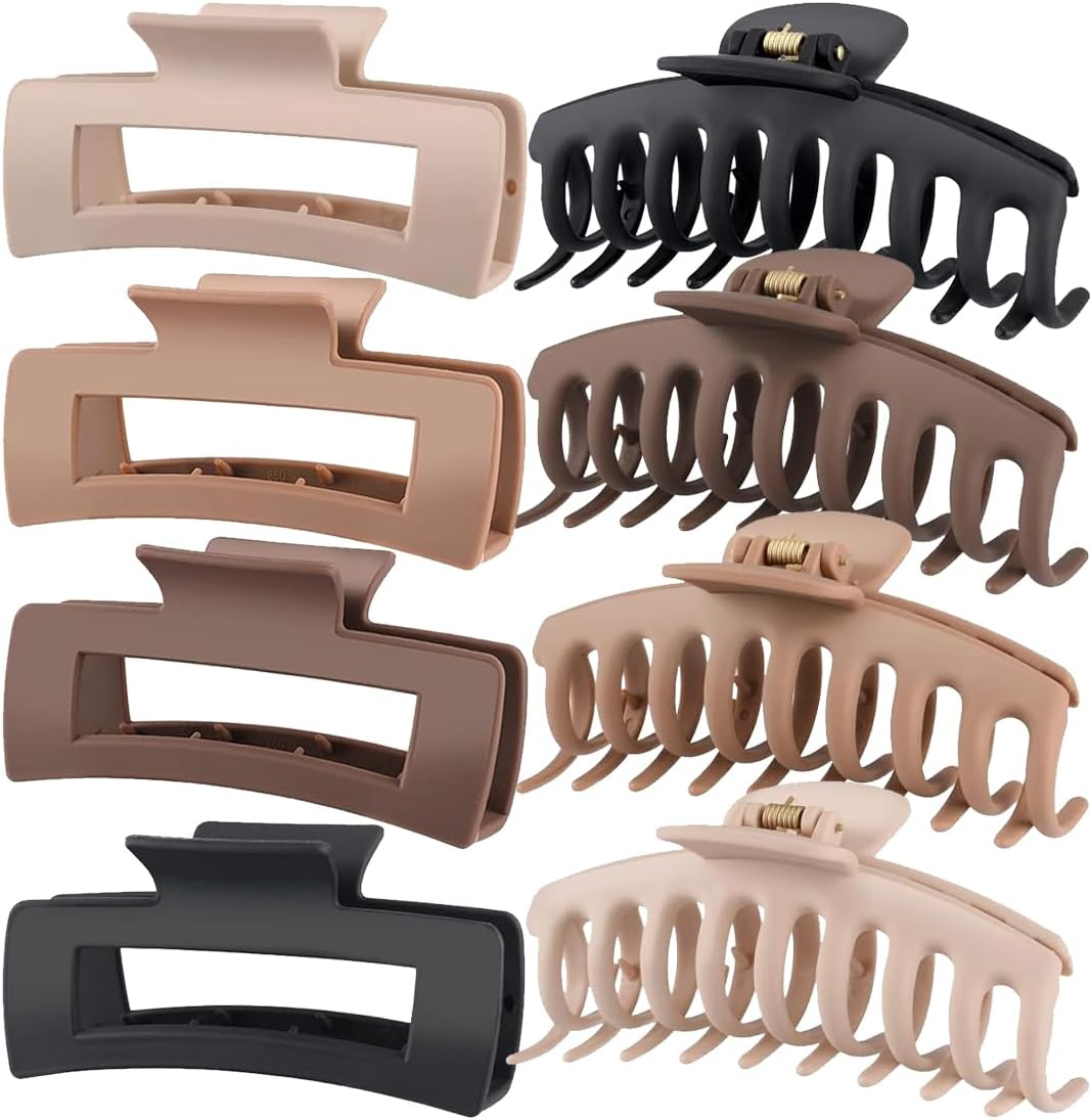 HONGECB Large Hair Clip, Plastic Claw Clips Women, Non-Slip Large Hair Clips, Hair Accessories for Women Girls for Different Hair Types, Multiple Colours (Flowers - 5 Pieces)