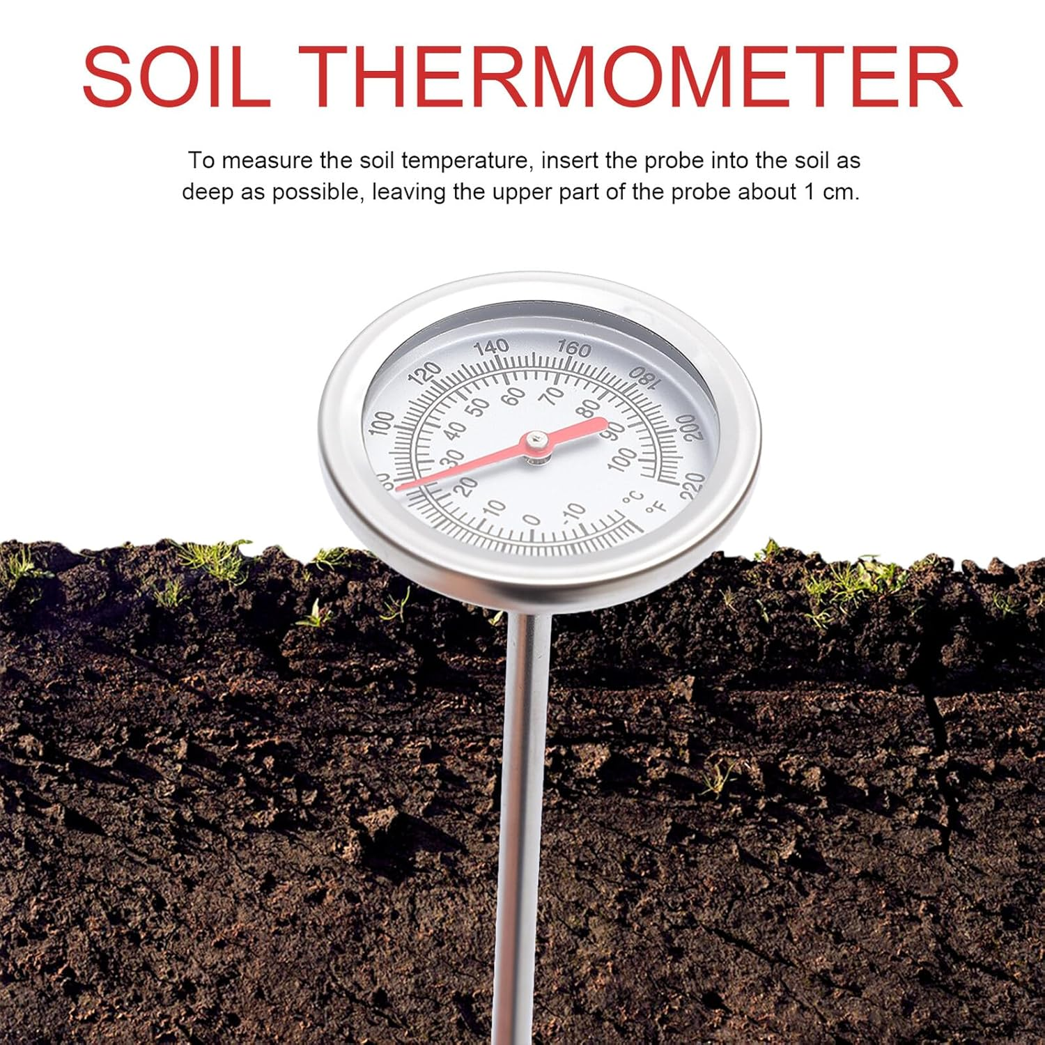 Professional Stainless Steel Compost Thermometer with Extra-Long Probe Accurate Soil Temperature Gauge for Gardening and Composting Clean Measuring Tool image number 6