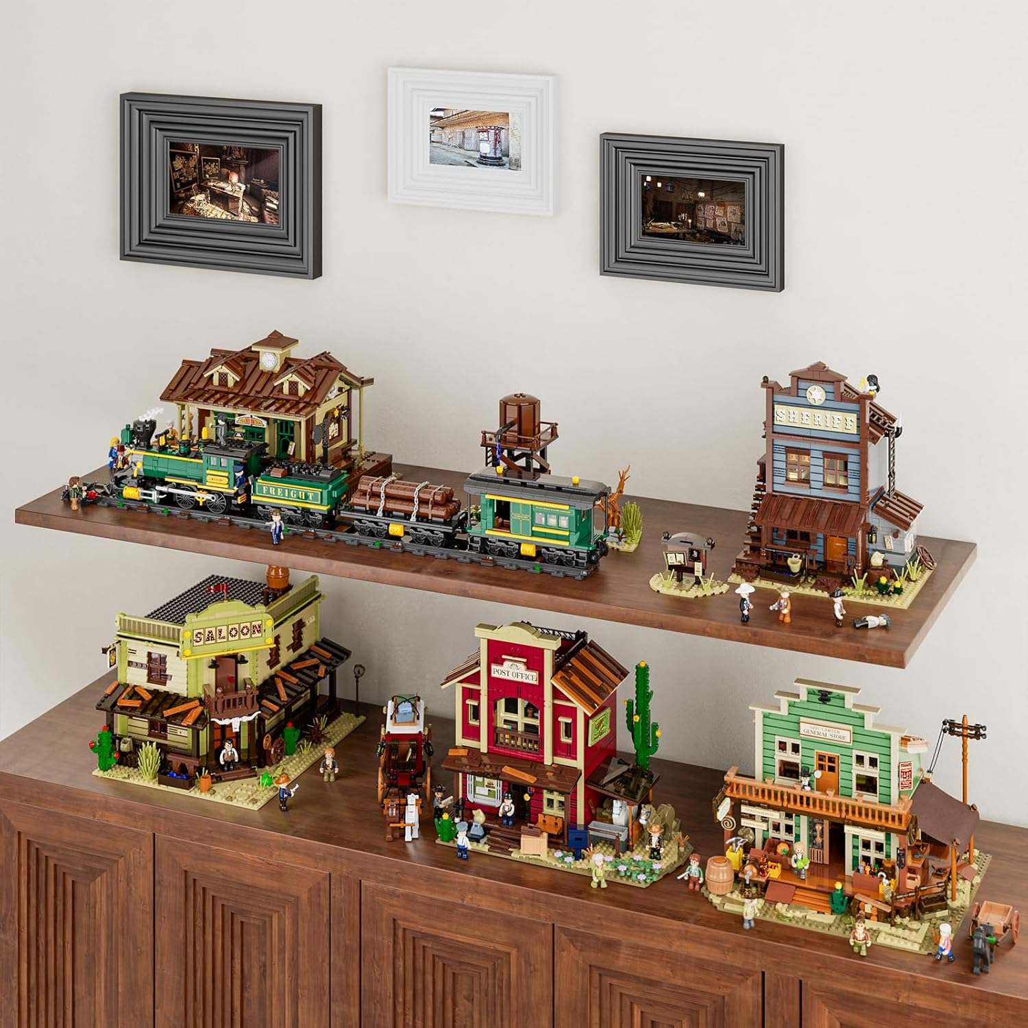 FUNWHOLE Old West Post Office Lighting Building-Bricks Set - 1692 Pcs the Wild West Town Collection Display Set for Adults and West Lovers image number 1