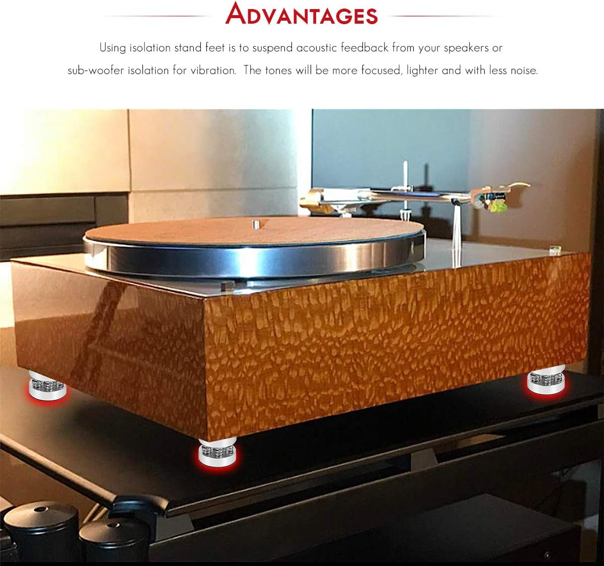 Nobsound 4PCS Silver Aluminum Spring Speakers Spikes Isolation Stand for Hifi Amplifier/Speaker/Turntable/Player image number 4