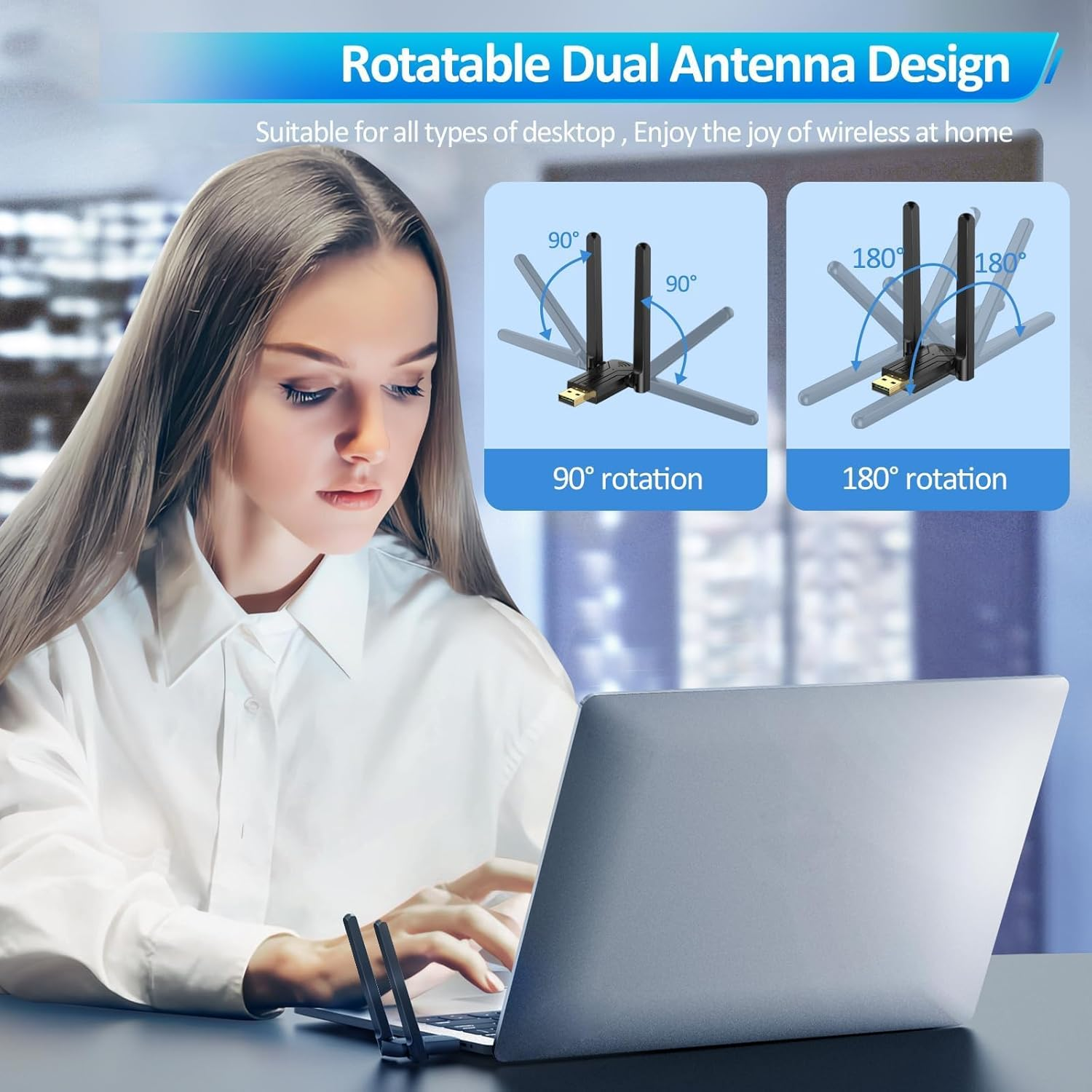 ZEXMTE Bluetooth Adapter for PC, 5.3 USB Bluetooth Dongle, 180M Long Range Bluetooth Stick for Desktop, Laptop, Printer, Keyboard, Mouse, Headset, Windows 8/10/11 Plug & Play image number 1