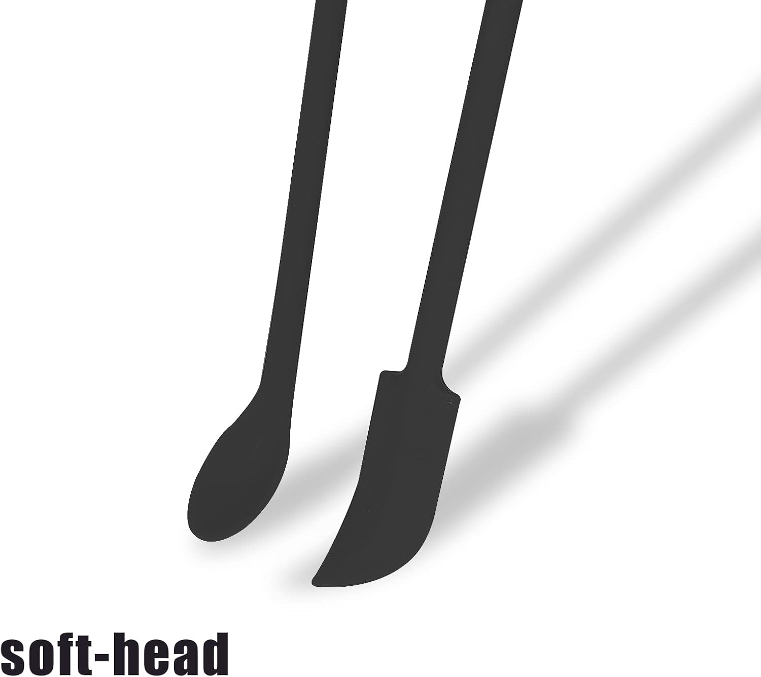 SAVITA 3Pcs Small Makeup Spatulas Set, Double-Ended Multifunctional Mini Silicone Spatula Scraper Set Long Spoons for Make up Cosmetics Kitchen Food Thin Jars Bottles Narrow Cans (Black, 3 Sizes)