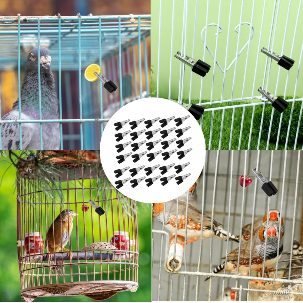 Loopunk 30 Pcs Bird Cage Clips Safety Clip Door Lock Parrot Cage Safety Clip Pet Cages Accessories Parakeet Toys Small Animals Anti-Escape Cage Door Clips(Black) image number 3