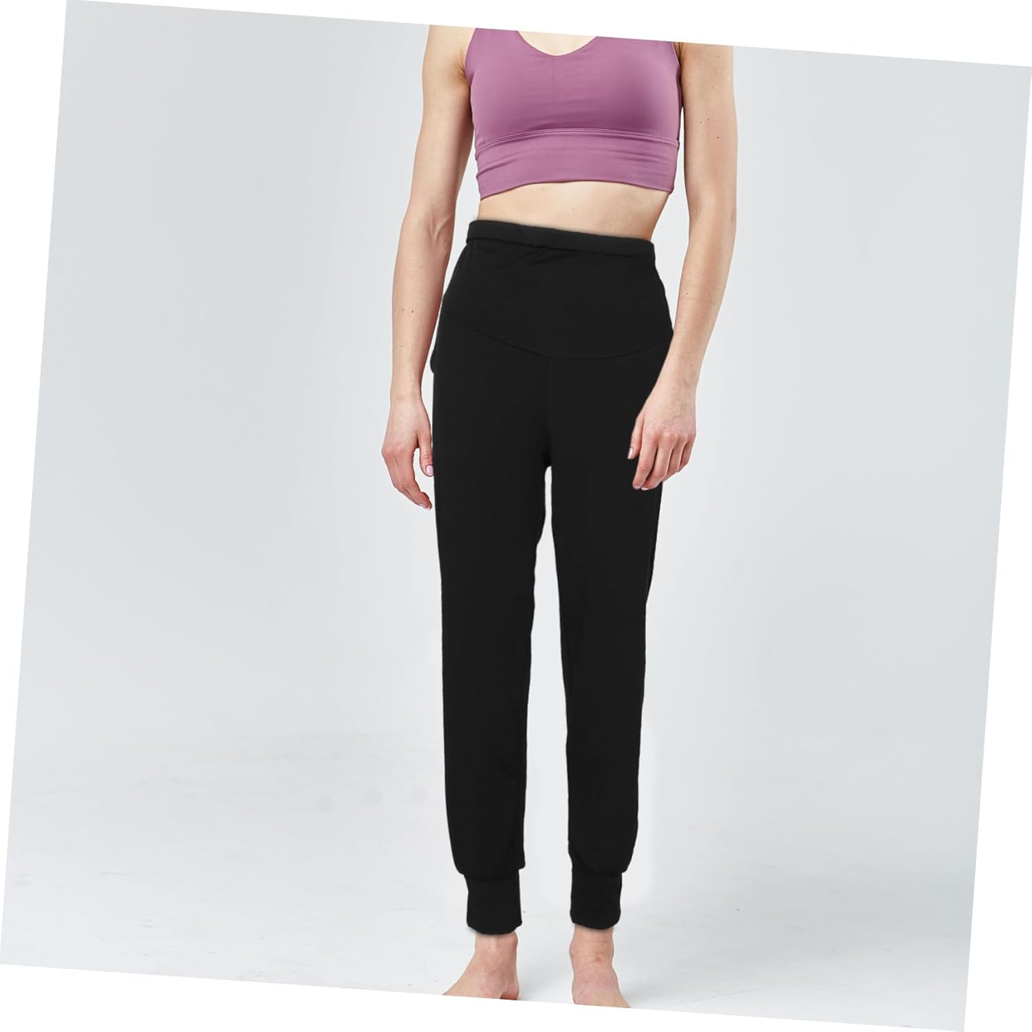 Maternity Workout Pants Black L Seamless High Waisted Yoga Leggings Women Pregnancy Activewear Comfortable Summer Sports Trousers image number 5