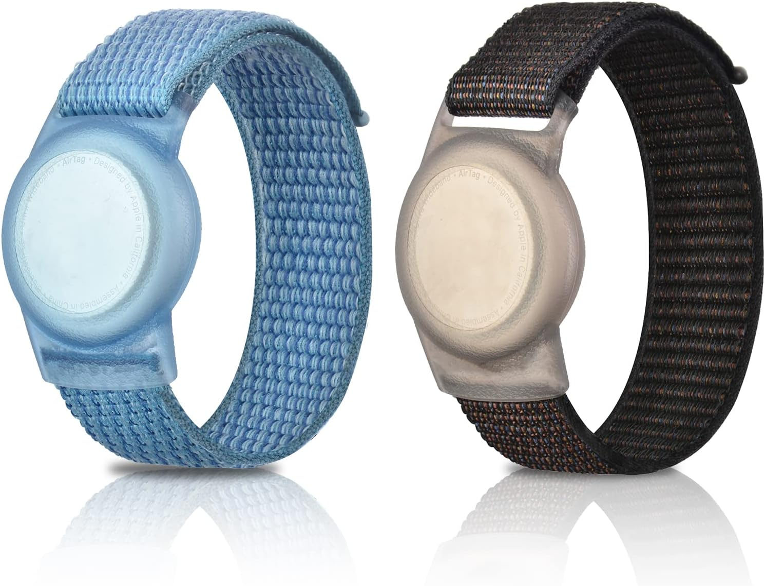 2 Pack Kids Wristband for Airtag, Nylon Watch Band GPS Tracker Holder Protective Case Compatible with Apple Air Tag, Adjustable Anti-Lost Bracelet for Toddler Baby Children Elders