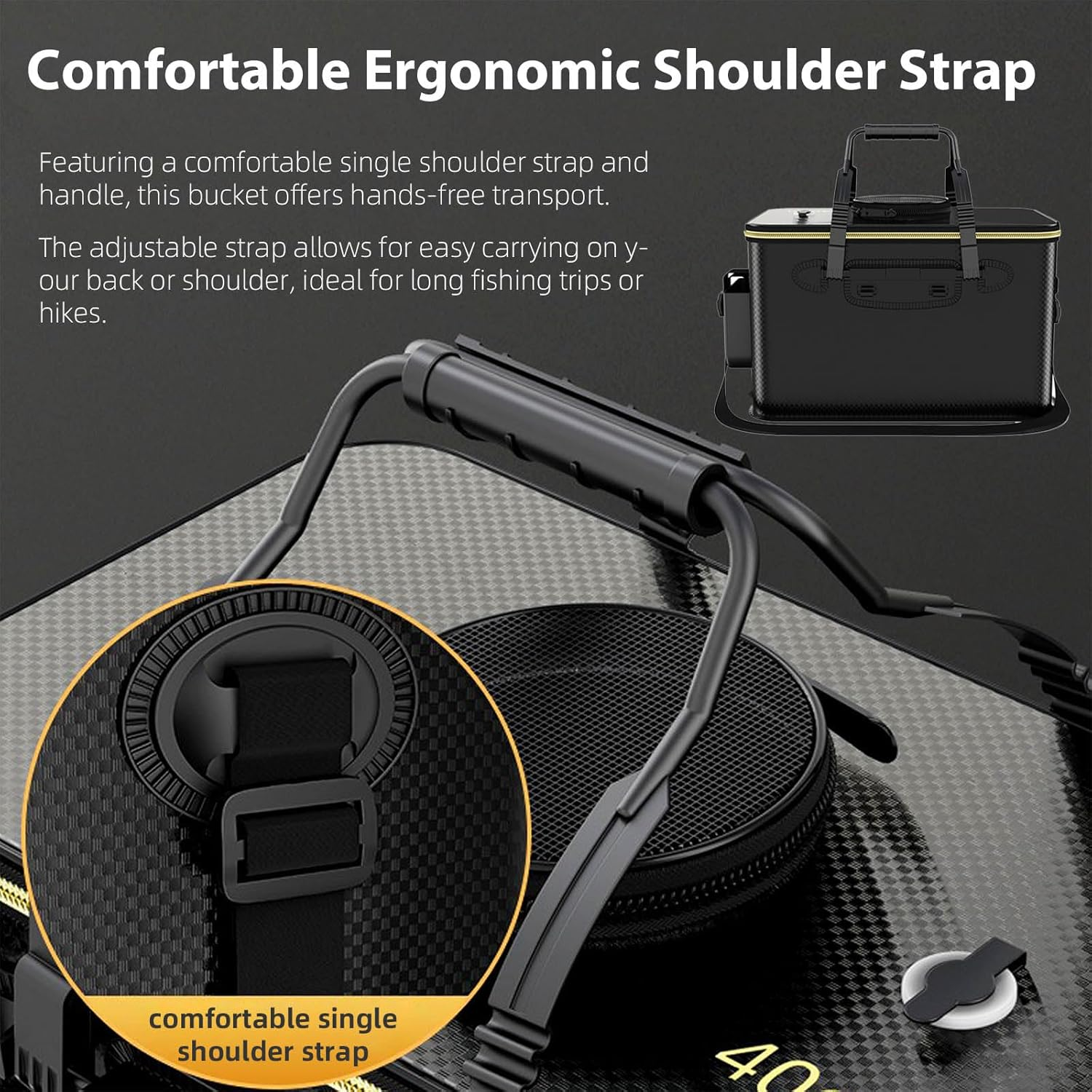 Reelfin Large Floating Fishing Basket Collapsible Multi-Functional Fish Live Lures Bucket Portable Net Quick-Drying Rubber Coated Bait Storage Cage for Minnows, Shrimp, Freshwater (Black Large) image number 4