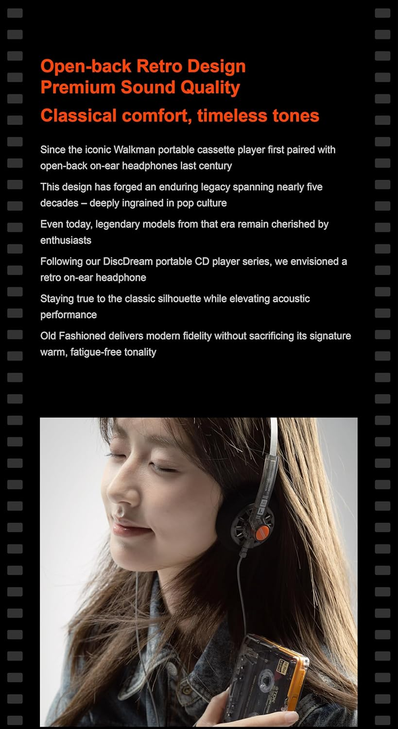 Moondrop Old Fashioned 40Mm On-Ear Headphone with 0.78Mm 2Pin Cable 3.5Mm Plug image number 4