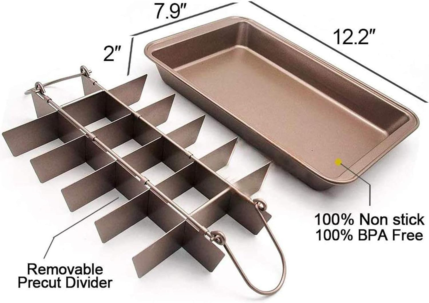 Brownie Pan with Dividers, Non-Stick Backing Pan, Brownie Pan, Lasagna Pan, Brownie Trays,18 Pre-Slice Brownie Pan All Edges, Muffin and Cupcake Pan for Baking, Brownie Bites - 12 X 8 X 2 Inches image number 6