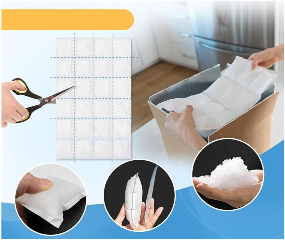 10 Sheets Dry Ice Pack for Shipping Frozen Food, Reusable Ice Gel Ice Packs Sheets Flexible Cold Pack Ice Blanket Long Lasting Freezer Pack for Cooler for Lunch Bag, Drink image number 3