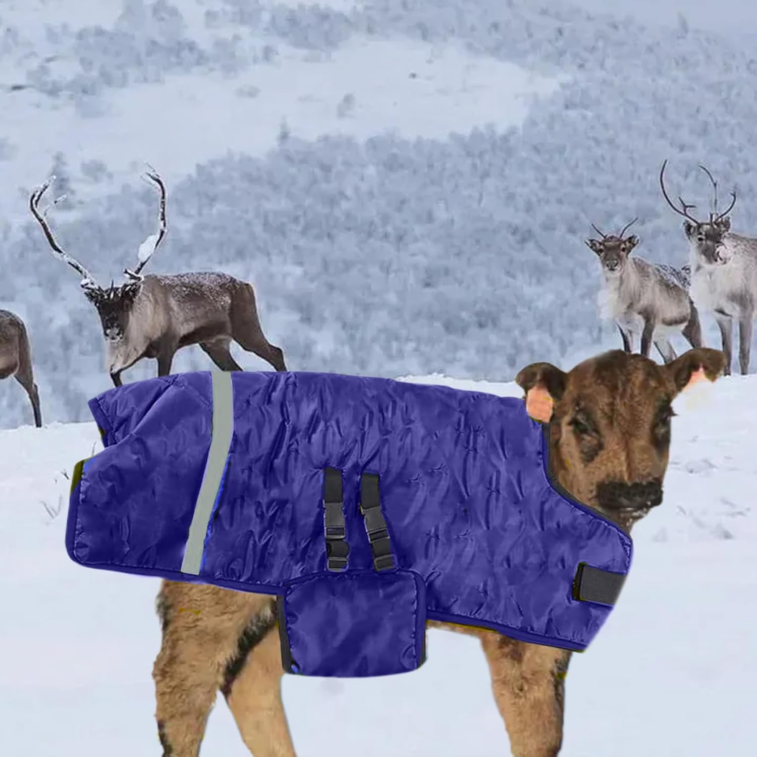 Calf Blankets for Winter Soft & Warm Thickened Goat Blanket Waterproof & Windproof Adjustable Calf Blanket for Keep Horses Winter Warmming,Goat Blanket,Calf Blankets for Winter image number 5