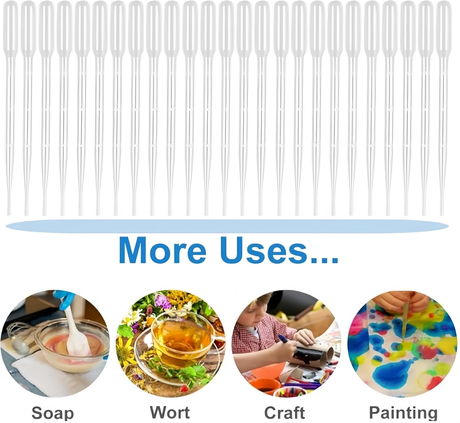 200PCS Graduated Transfer Pipettes, Transfer Pipettes，3Ml Calibrated Dropper Suitable for Essential Oils & Science Laboratory image number 1