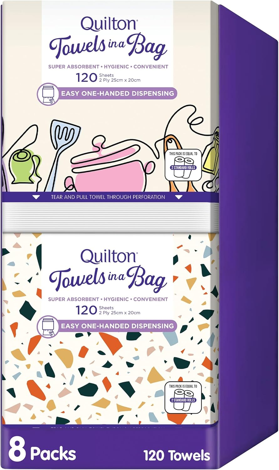 Quilton 2-Ply Paper Towel in a Bag 120S X 8 Pack