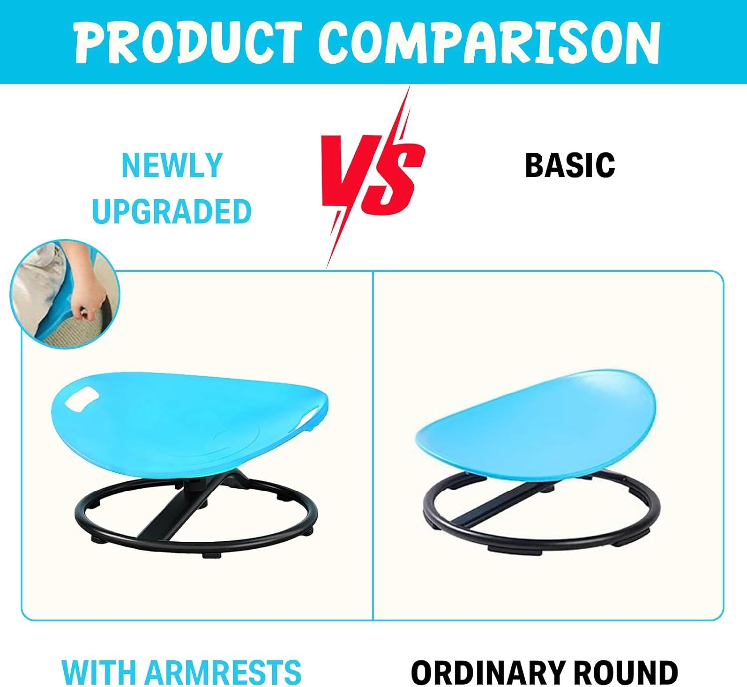 Sensory Swivel Chair, Spinning Chair for Autism Kids with Grips (Blue) image number 6