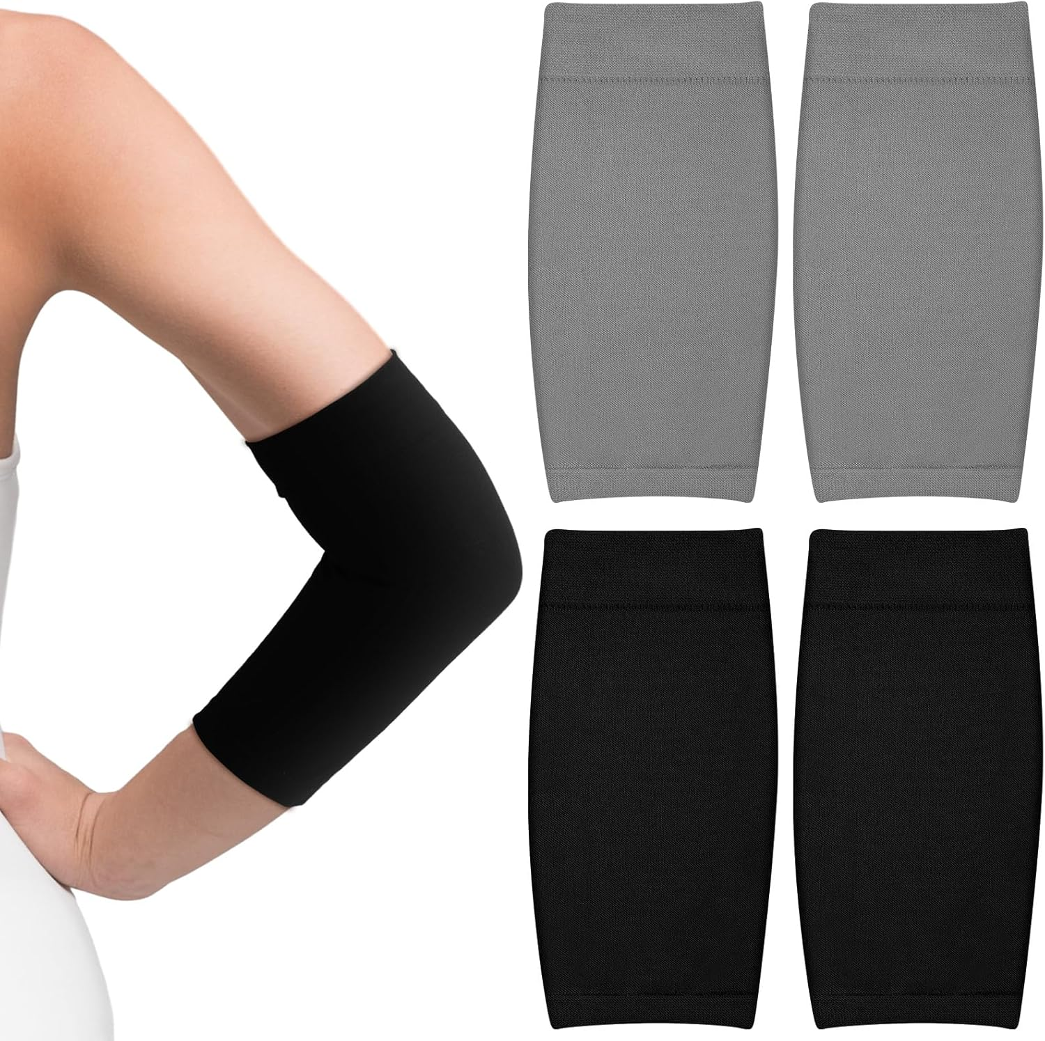 Vicenpal 2 Pairs Tattoo Cover up Sleeve Forearm Arm Sleeves for Women Men Compression Tattoo Upper Arm Cover, Black