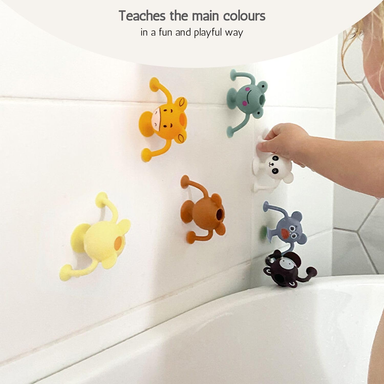 Cherub Baby Silicone Suction Baby, Kids and Toddler Squeeze Bath Toys, BPA Free, Dishwasher Safe, Water Toys for Bathtub &ndash; Entire Zoo Collection - Pastel - Pack of 12 image number 6