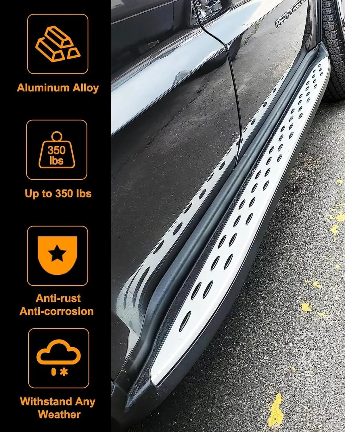 TINIANHHCT 2PCS Running Boards Fits for Jeep Grand Cherokee 2011-2021 Side Steps Bars Pedal Black(With Brackets) image number 2