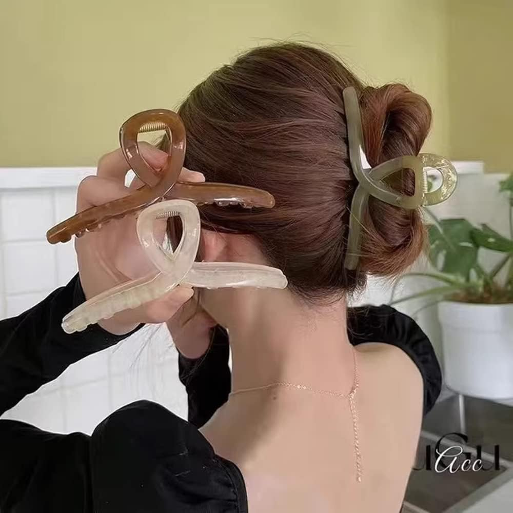 Large Claw Clips for Women Thick Hair 5.1" Big Clear Jelly Hair Clips for Girls Long Hair Accessories 4 Pcs image number 3