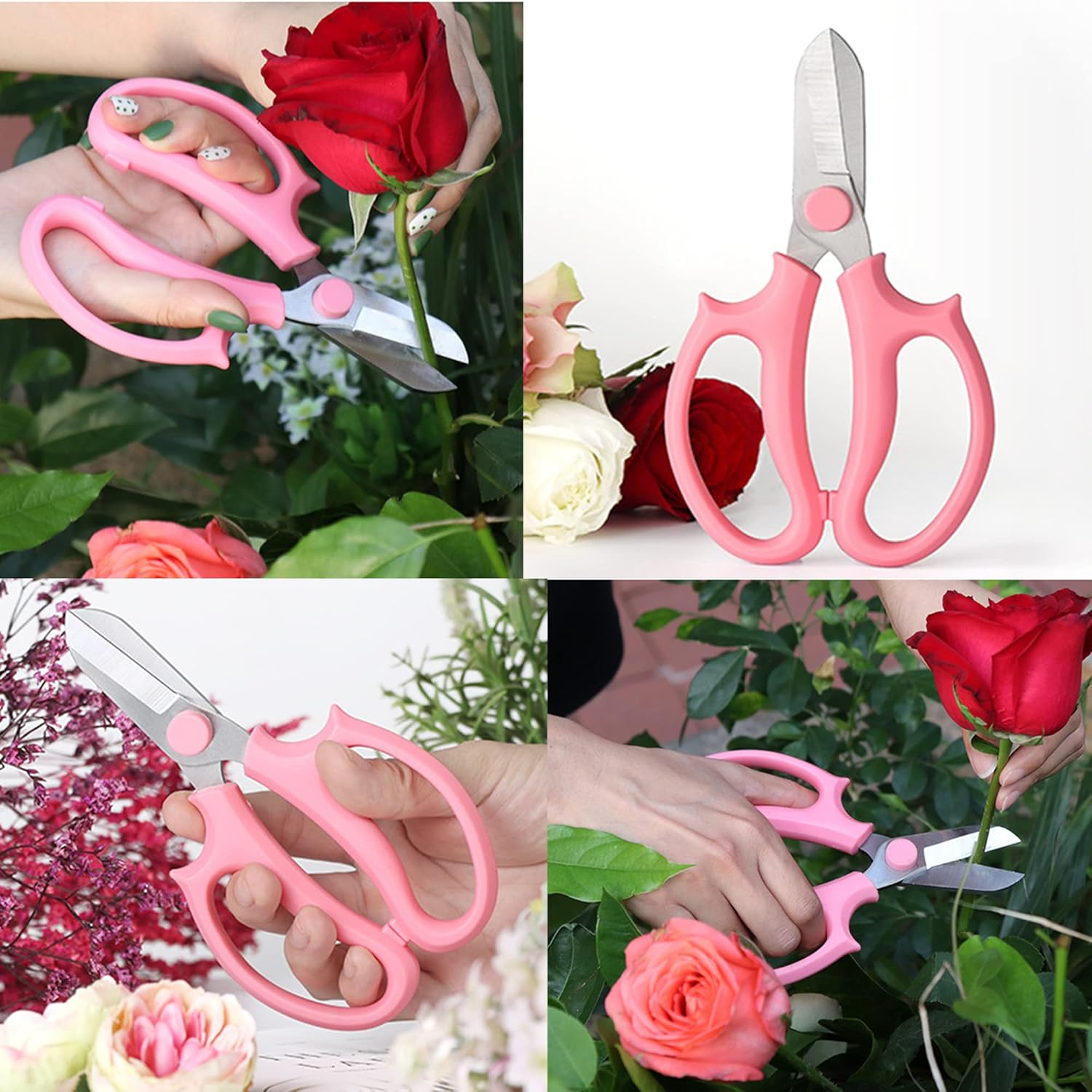 Floral Shears, Premium Steel Garden Pruning Shears Floral Fruits Leaf Scissors Hand Pruner Snip Trimming Tool for Gardening Flower Arrangement (Pink)