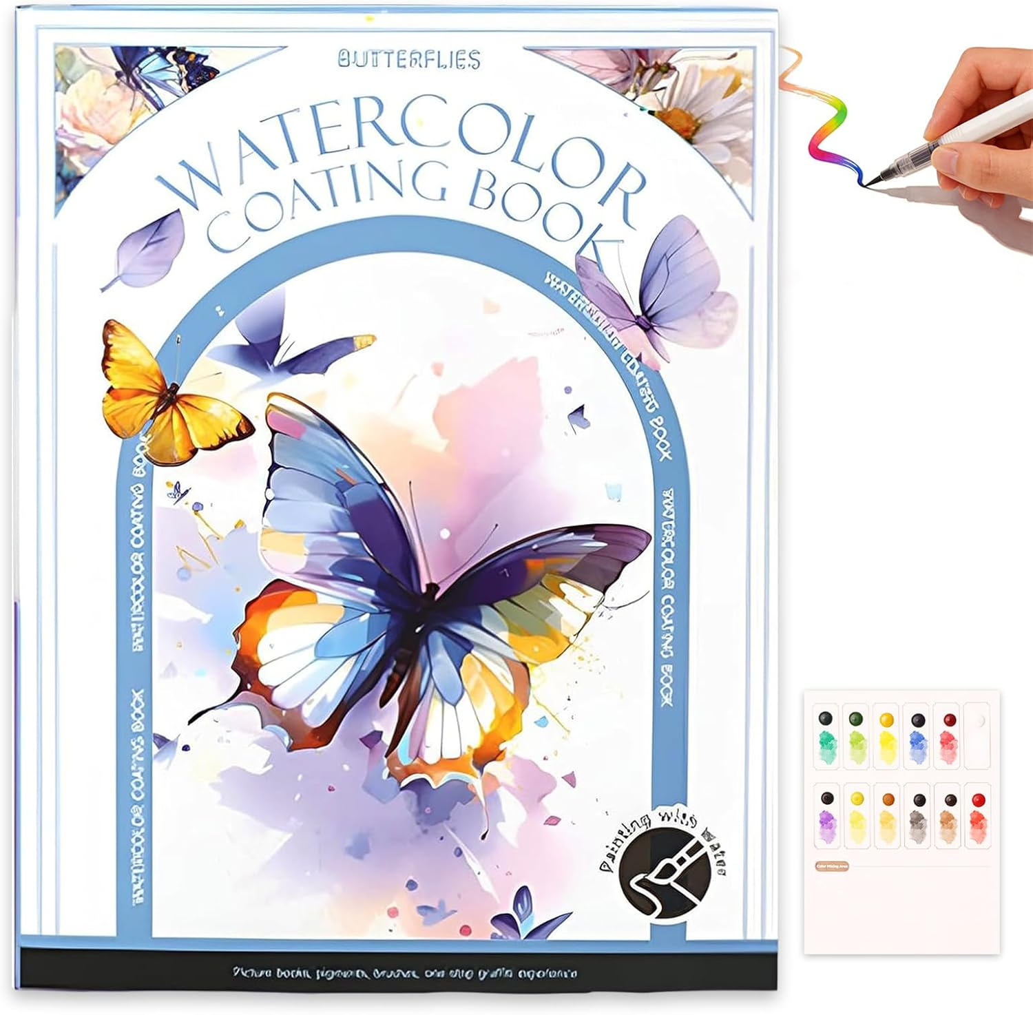 Watercolour Colouring Book with 12 Watercolours, NANASUGUR Watercolour Painting Set for Crafts & Learning, Watercolour Painting Paper for Drawing, Workbook, Colouring Pad Set with Watercolour Paper image number 6