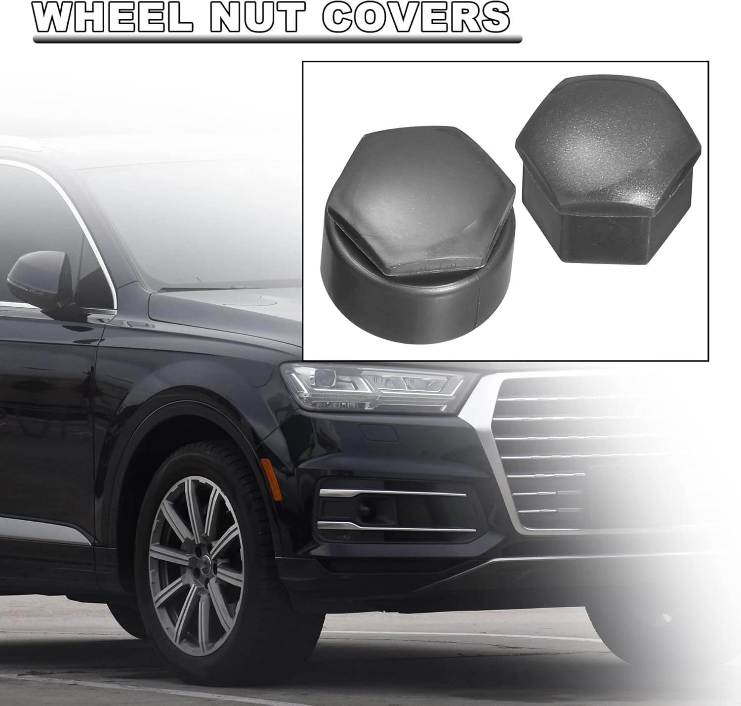 X AUTOHAUX 20Pcs 17Mm ID Wheel Lock Lug Bolt Nut Cover Caps Center Cover Bolt Locking Caps with Clip Tool Set for Audi Gray image number 3