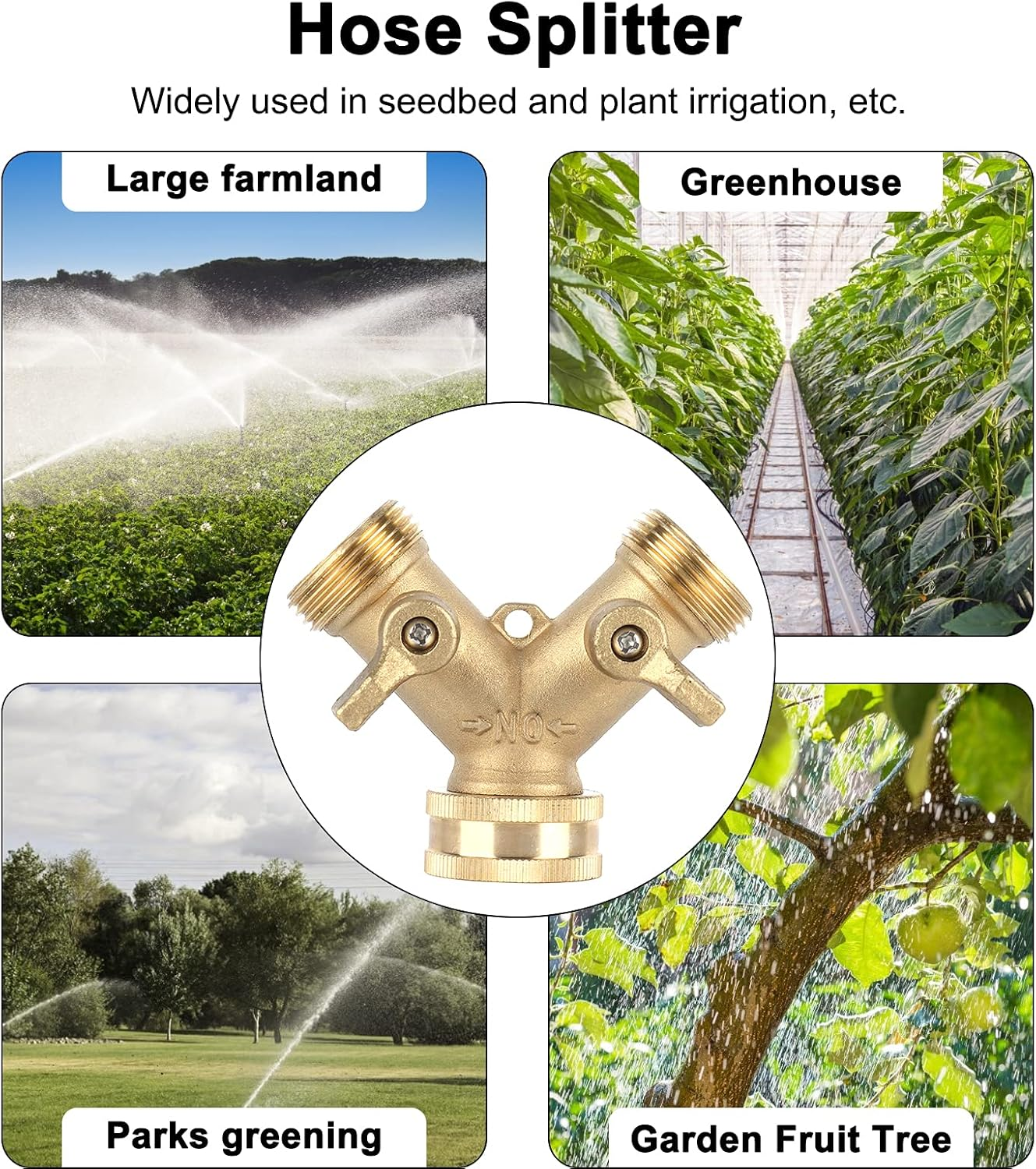 Gernie 2 Way Garden Hose Splitter, Brass Body with Ball Valve, G3/4 Y Connector, Hose Connector, Parts & Connectors, VALVE image number 6