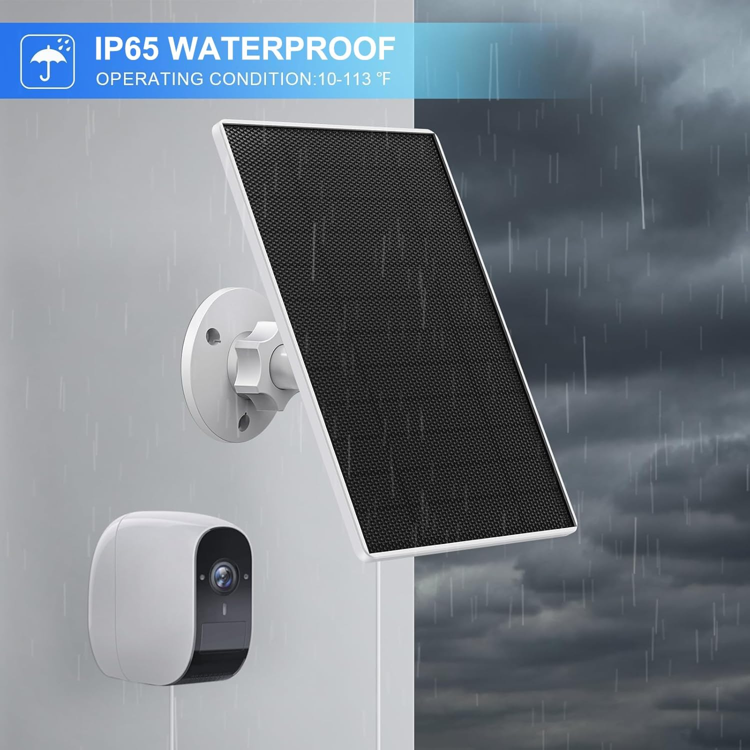 SANKABA Solar Panel for Eufy Camera,6W Solar Charger for Eufy E,2C/2C Pro,2/2Pro,E20/E40,Solo,Solocam Spotlight Outdoor Camera,Ip65 Waterproof Usb-C/Micro USB Connector & Rubber Plug(White)