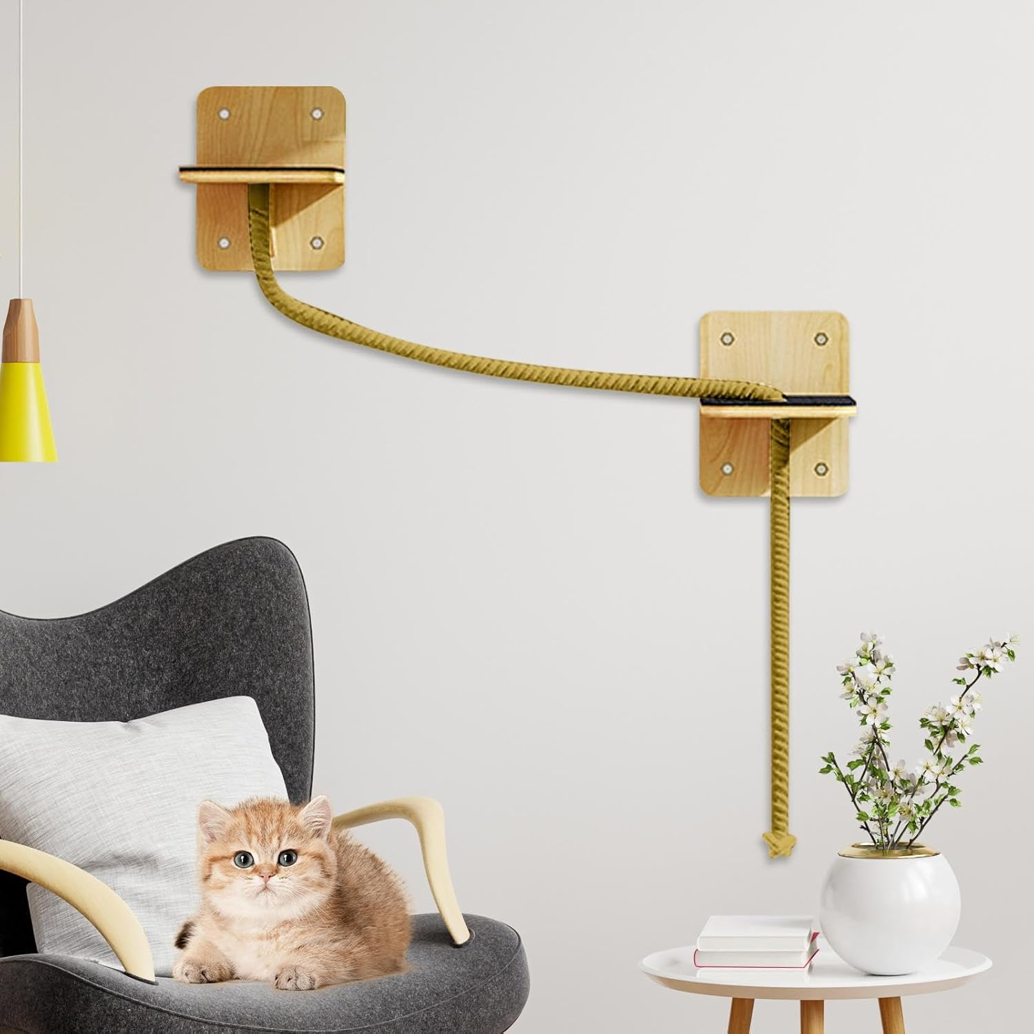 Wall Cat Shelves,Indoor Cat Wall Shelves Tree Tower - Natural Toys Perch Tree Scratching Tower Stairs for Window Home Play Indoor Outdoor image number 6