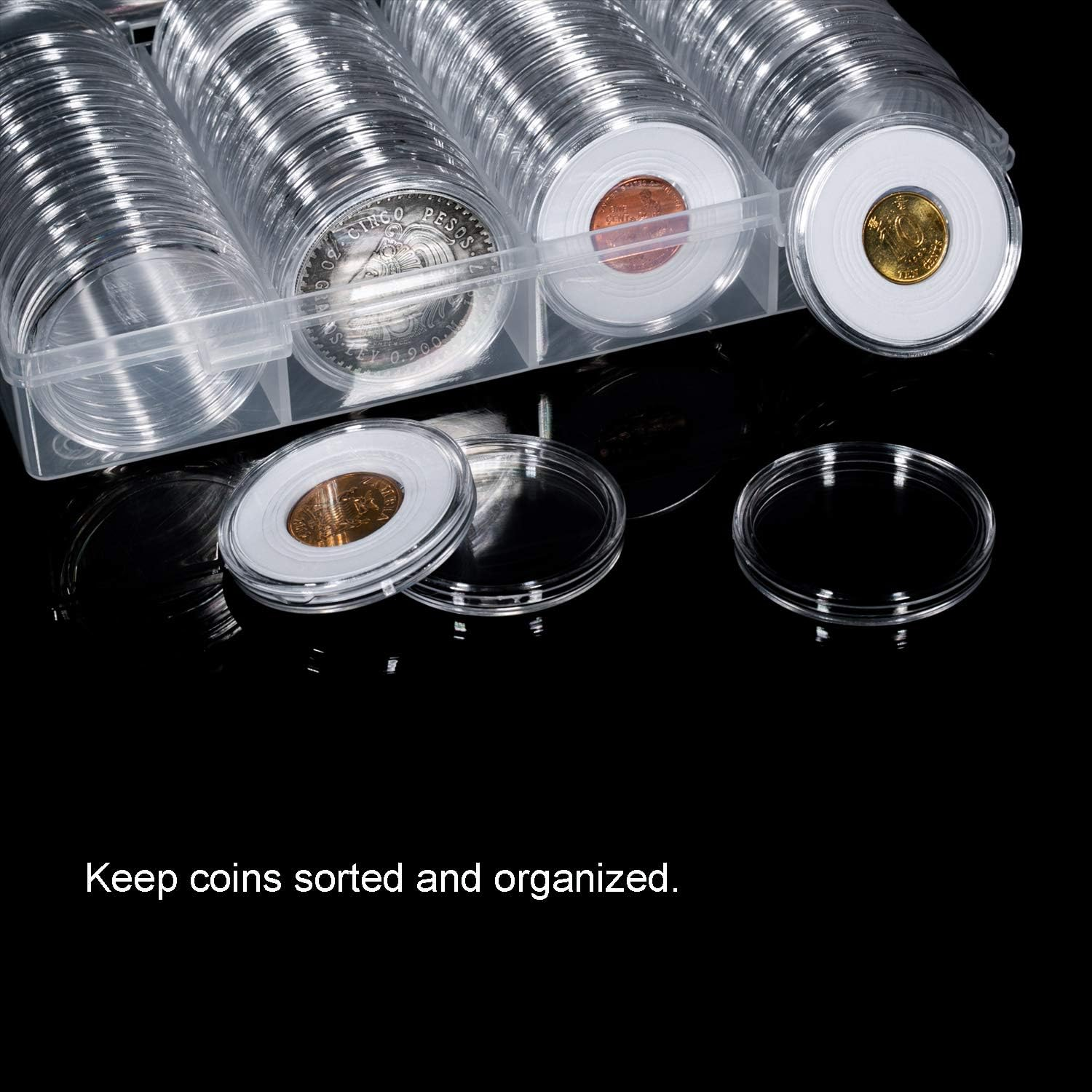 FRIMOONY 41Mm Coin Capsules, with Foam Gasket and Plastic Storage Box, for Coin Collection image number 1