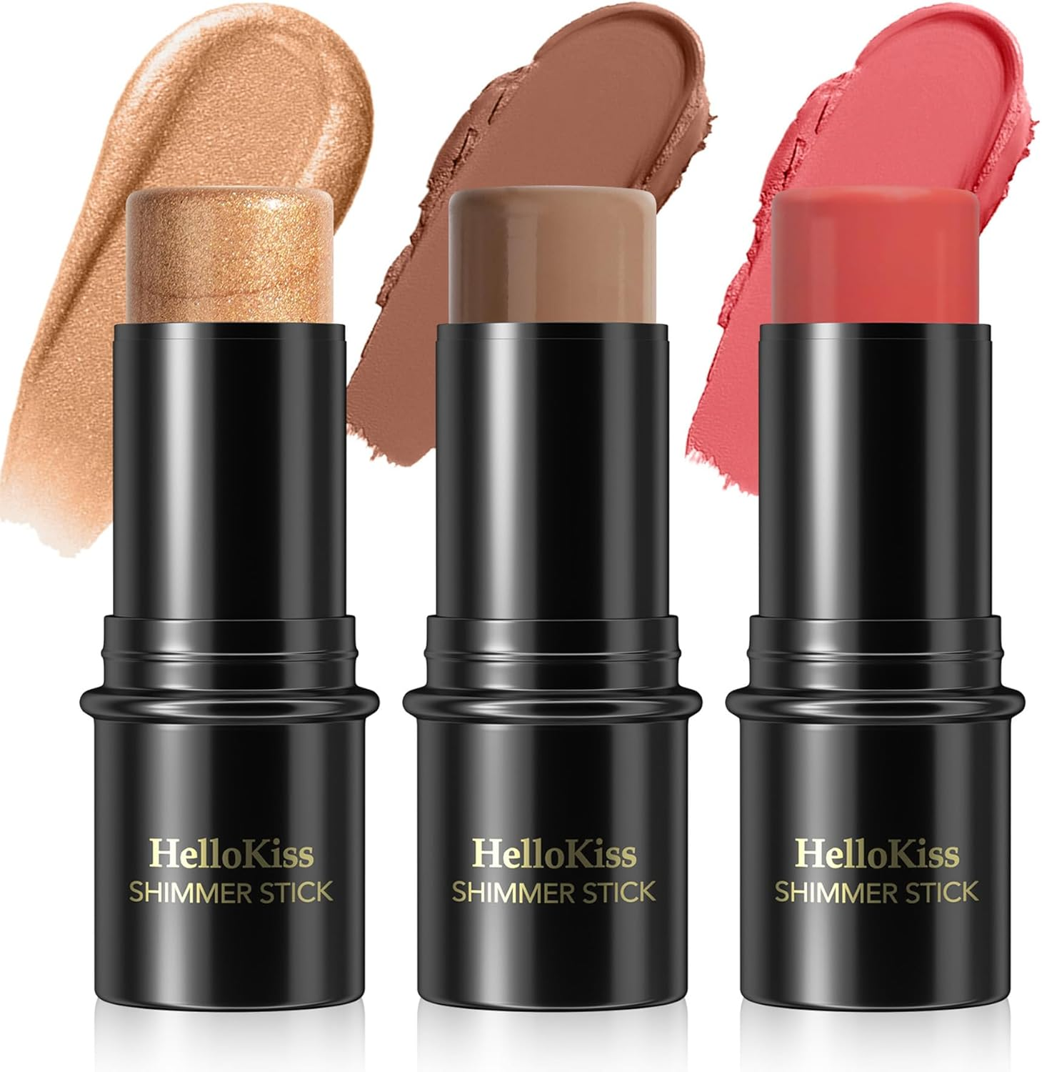 3PCS Contour Highlighter Blush Stick Set &ndash; Waterproof Long-Lasting Cream Stick for Cheeks, Lips & Eyes, Long-Lasting & Easy to Apply