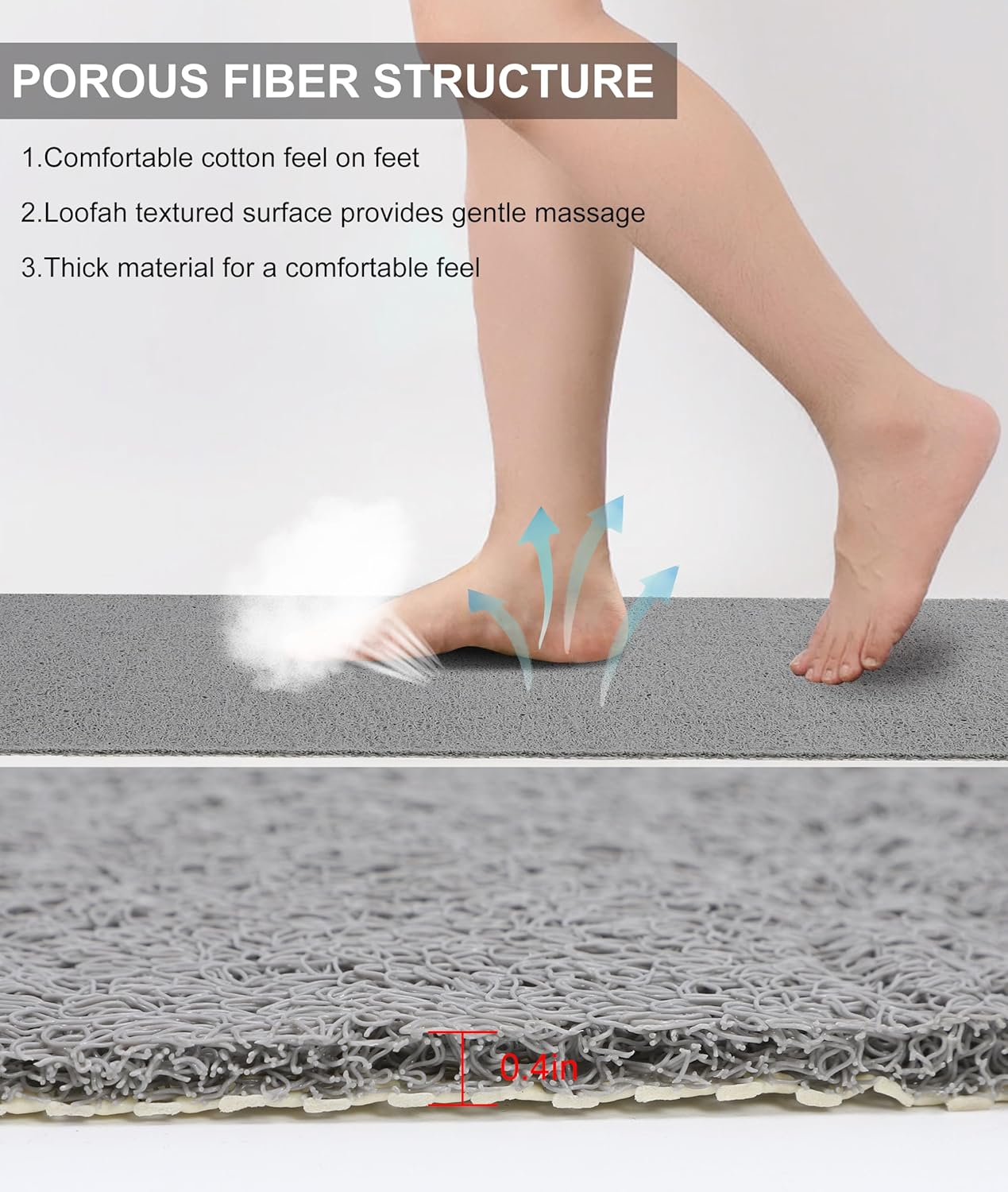 Non Slip Shower Mat Quick Drying Bathroom Accessories Water Proof Soft PVC Loofah Shower Mat for Toilet image number 2
