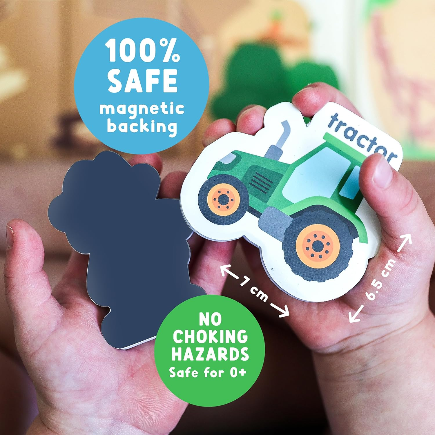 Curious Columbus Farm Animal Magnets - Fridge Magnets for Toddlers 1-3 Kids and Baby Ages 0+ Includes Fun Farm Scene Poster - Large Foam Refrigerator Educational Toddler Magnets for Learning ABC image number 1