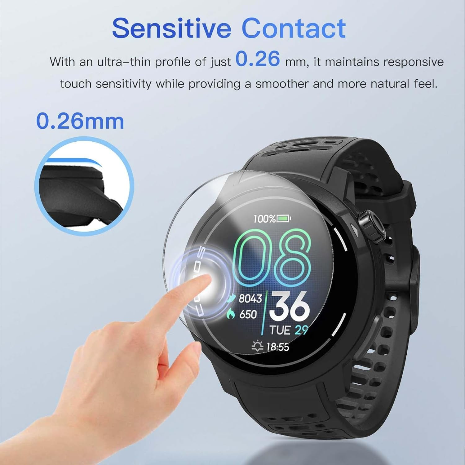 [4 Pack] Screen Protector for COROS PACE Pro, Tempered Glass Protector, HD Tempered Glass, 9H Hardness Scratch Resistan Protector for COROS PACE Pro image number 3