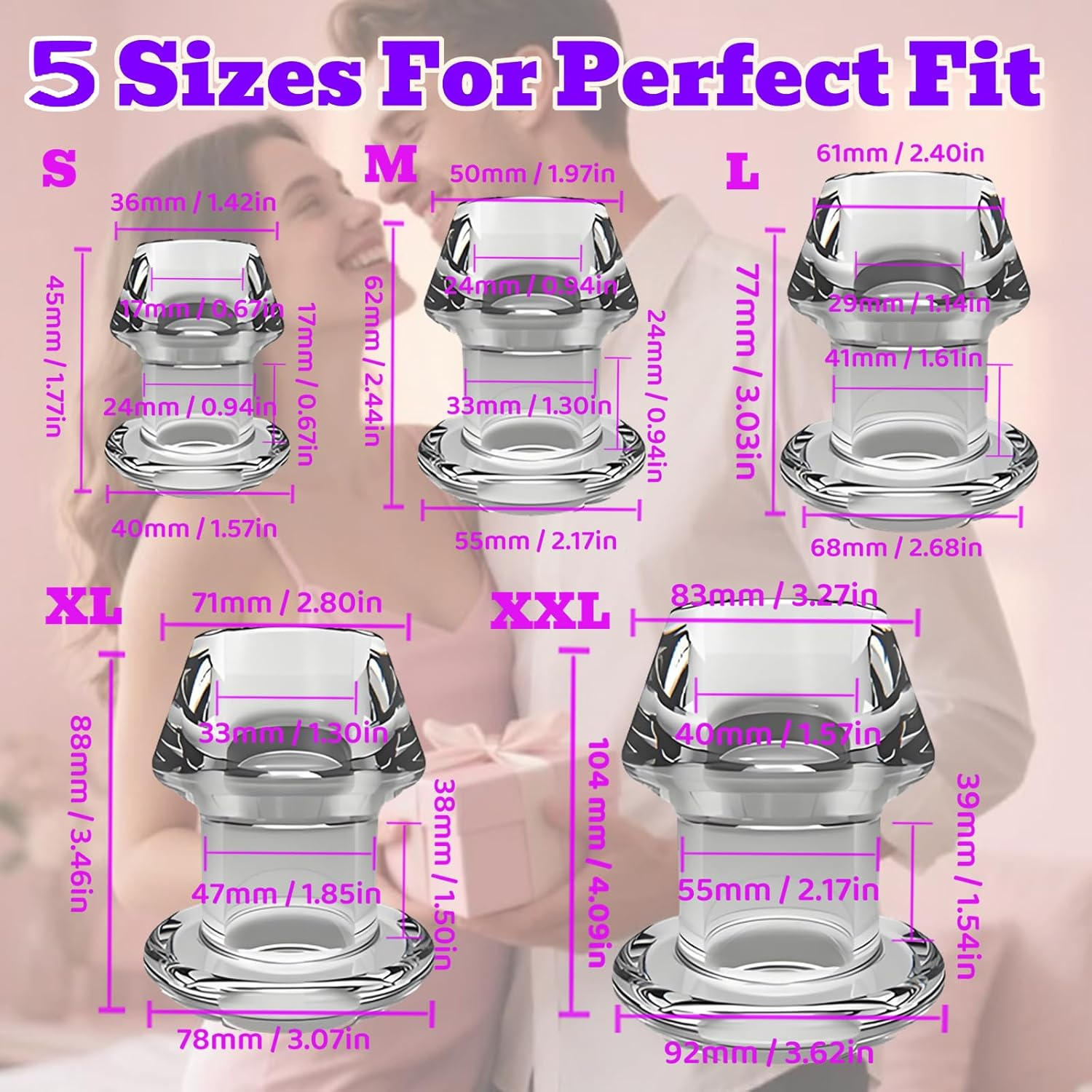 Hollow Anal Plug Anal Trainer Adult Sex Toy Butt Plug Anal Toy for Couple Sm Silicone Tpe Material Stimulator for Couple L