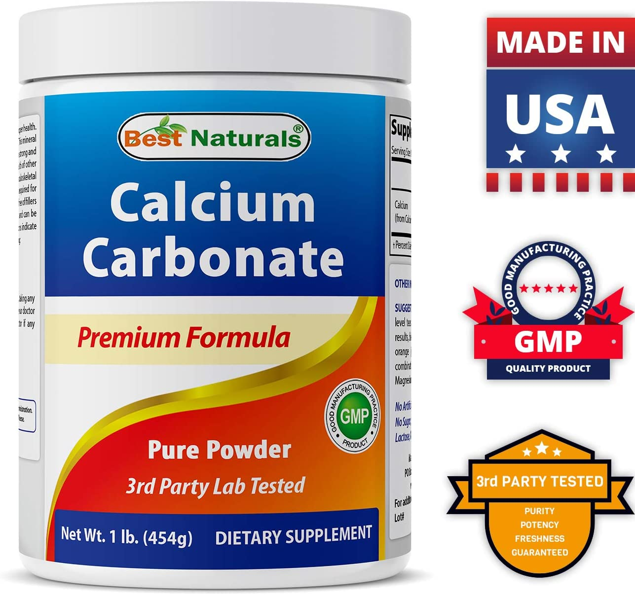 Best Naturals Calcium Carbonate Powder 1 Pound - Food Grade (16 OZ (Pack of 3)) image number 5