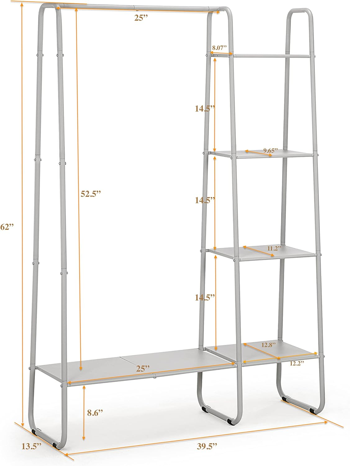 Sunnypoint Freestanding Clothes Metal Garment and Accessories, Organizer Closet Rack (WHT) image number 3