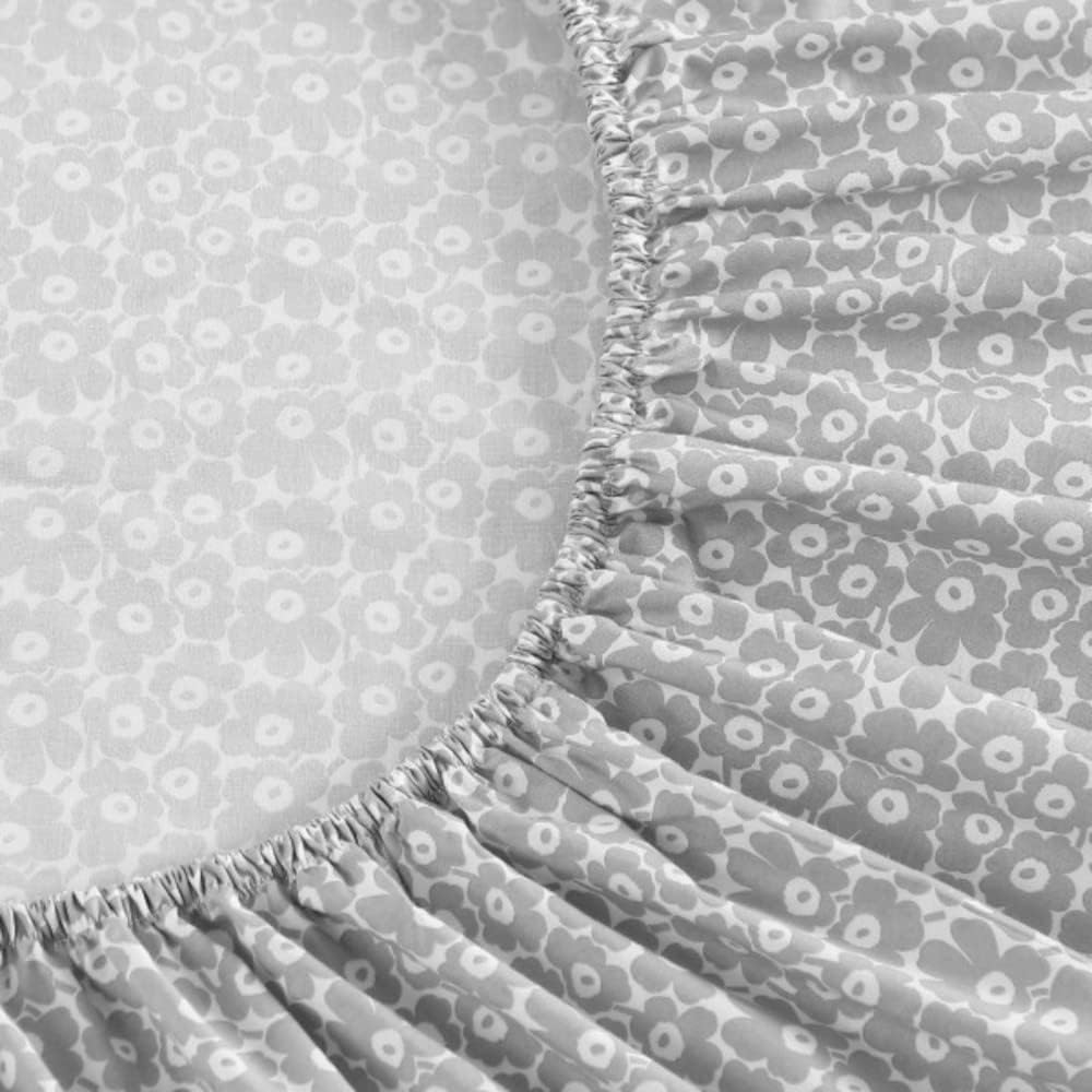 MARIMEKKO - Queen Sheets, Cotton Percale Bedding Set, Crisp & Cool Home Decor (Pikkuninen Unikko Grey, Queen) image number 3