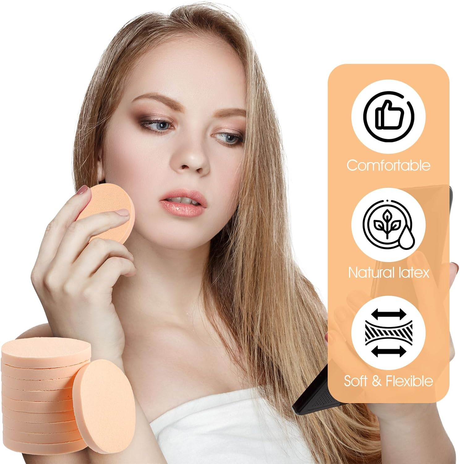 20 Pcs Nude round Makeup Sponge Cosmetic Sponge Make up Pads Makeup Sponges for Blending Beauty Make up Foundation Powder Blender for Liquid Foundation Cream Concealer, Wet and Dry Dual Use image number 4