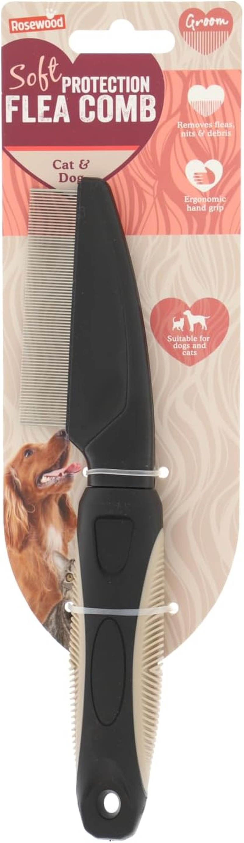 Rosewood Flea Comb for Dogs and Cats - Fine Flea and Egg Removal Comb - Black - for Targeted Care of Sensitive Areas image number 1