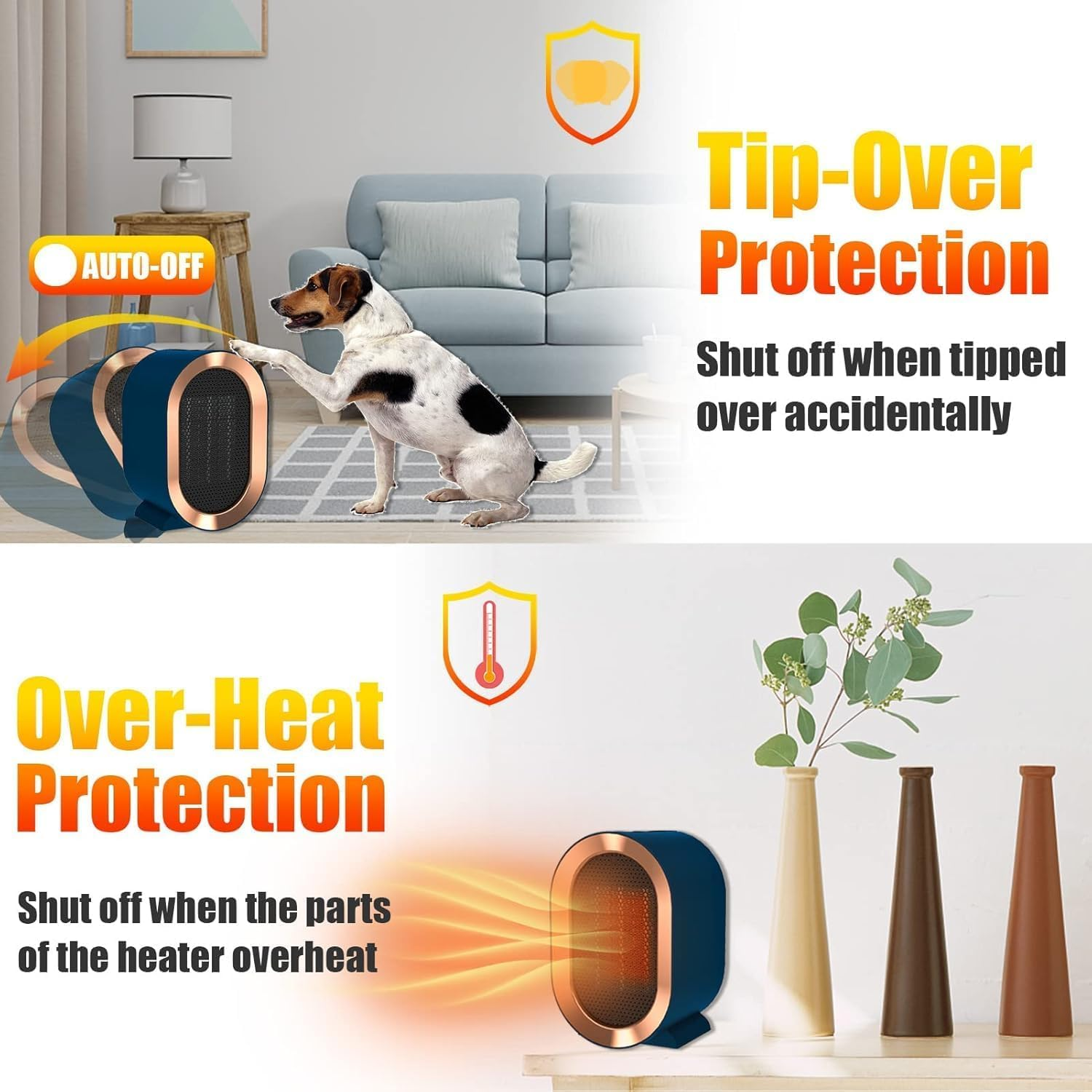 Electric Space Heater,Portable Energy Efficient Space Heaters for Indoor Use,Two-Speed Portable Heater Fan for Office with Adjustable,Overheating Protection,Dumping Shutdown