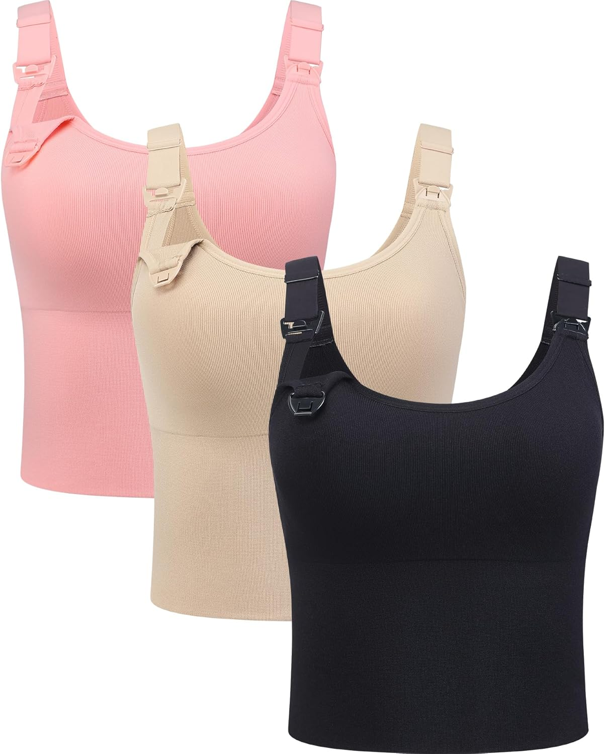 Suekaphin Nursing Longline Bra Tank Top Crop,Maternity Support Sport Bra,Pullover Wide Straps Sewn Cups for Breastfeeding